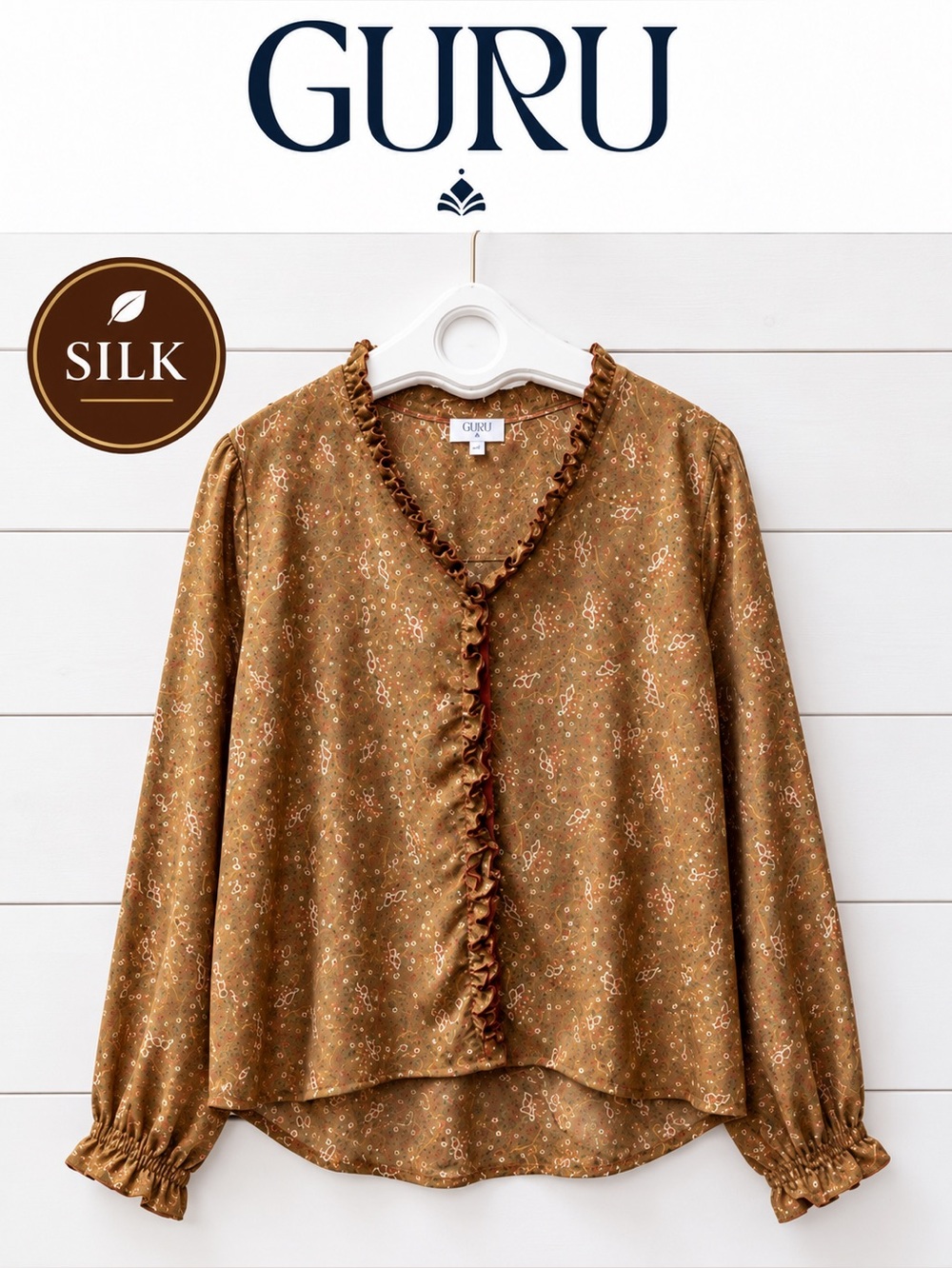 Guru Silk Paisley Blouse – Brown – Size S/M
